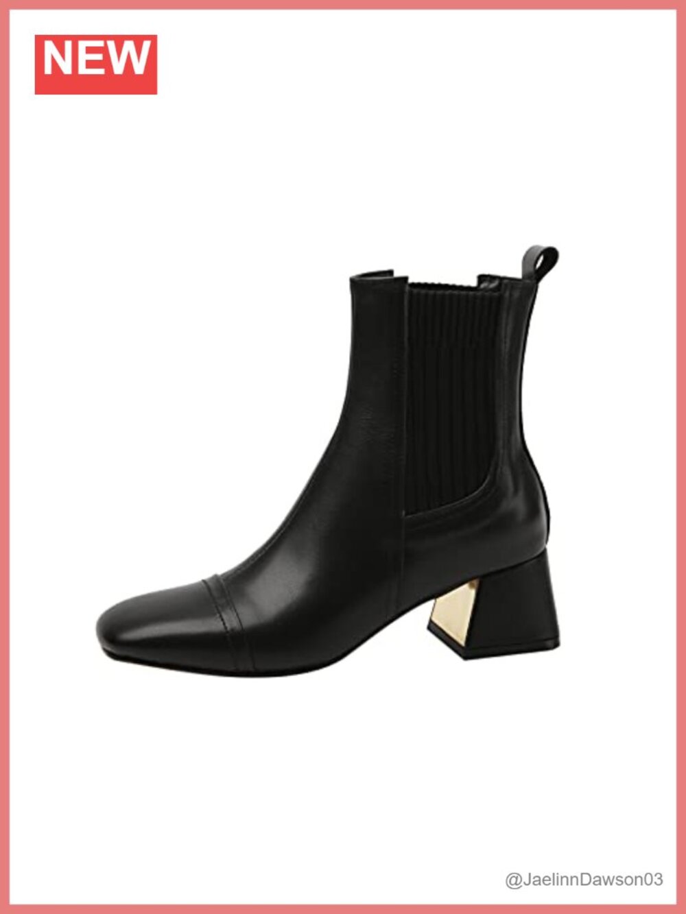Women's Genuine Leather Square Toe Block Heel Ankle Boots Pull-On Chunky Bootie